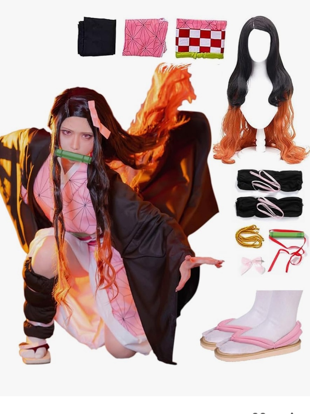 Anime Cosplay Cloak Kimono Outfit W/Shoes Wig Full Set #94